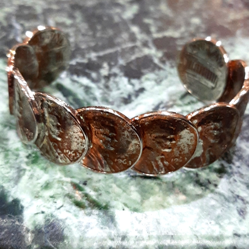 1960's Penny Coin Cuff Bracelet